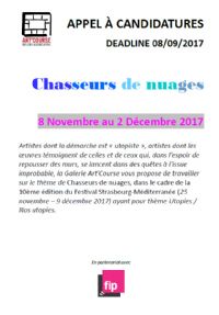 Appel à candidature exposition Chasseurs de nuages. Du 25 août au 8 septembre 2017 à Strasbourg. Bas-Rhin.  08H00